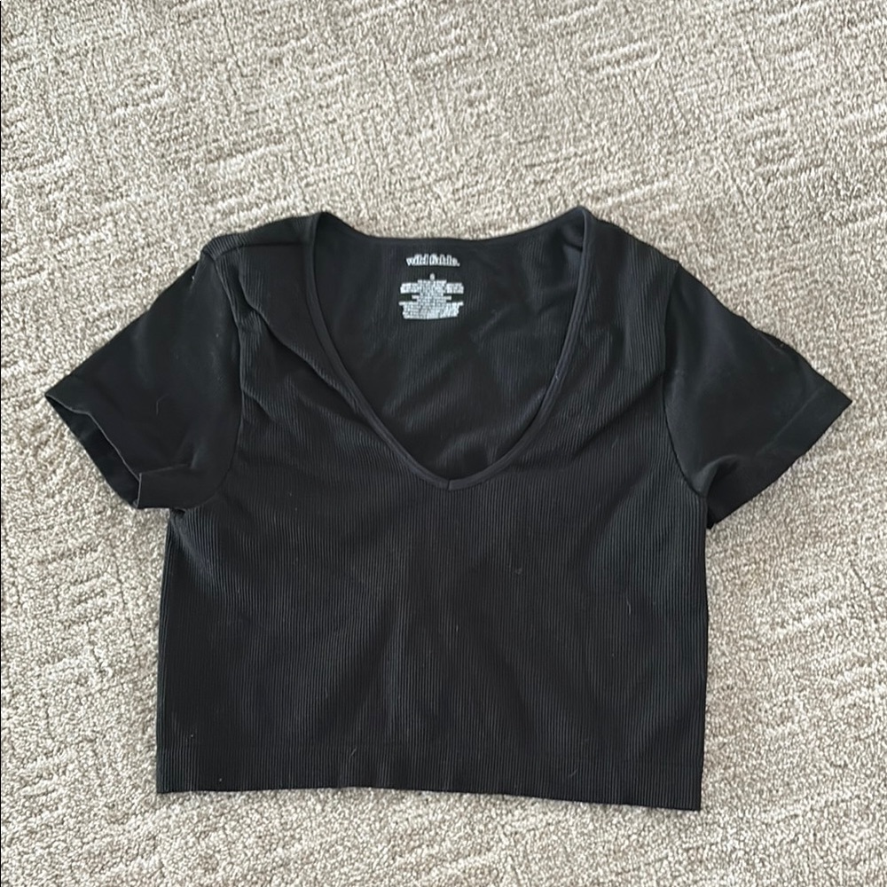 Wild Fable Black Fitted Crop T-Shirt